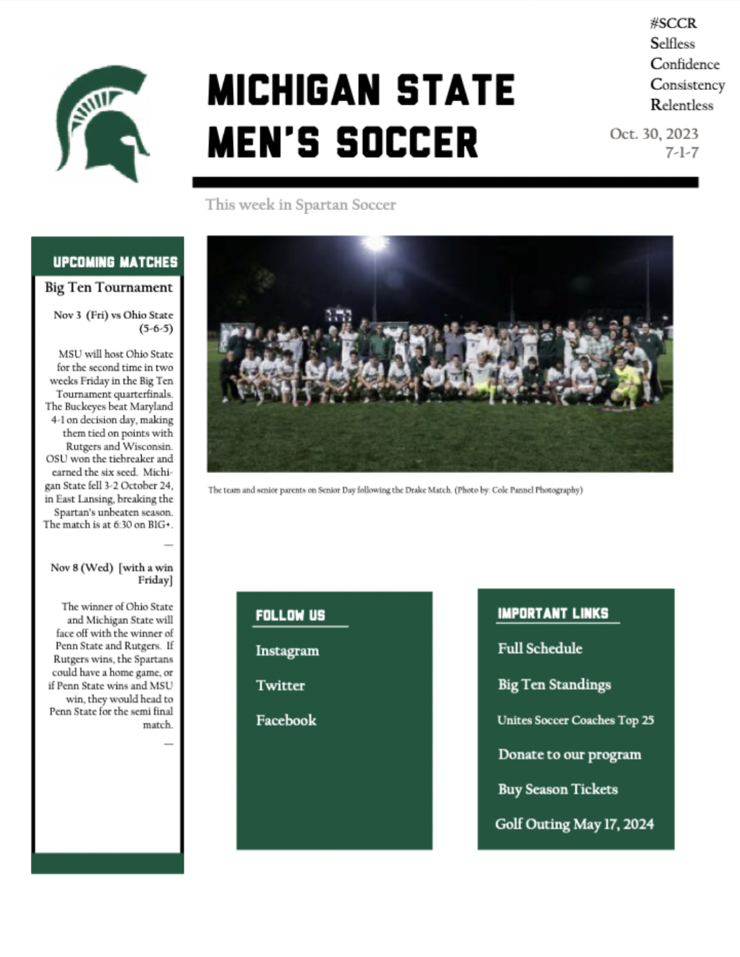 MSU Men's Soccer weekly email newsletter